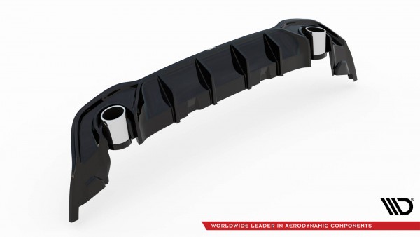 Diffusor Heck Ansatz für + Endschalldampfer Sportauspuff Attrappe Volkswagen Golf GTE / R-Line Mk8 /