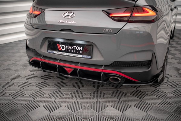 Street Pro Heck Ansatz Flaps Diffusor +Flaps für Hyundai I30 Fastback N-Line Mk3 Facelift schwarz Ho