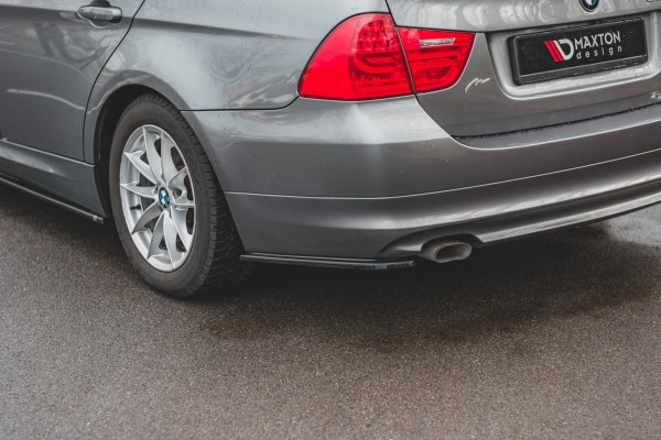 Heck Ansatz Flaps Diffusor für BMW 3er E91 Facelift schwarz Hochglanz