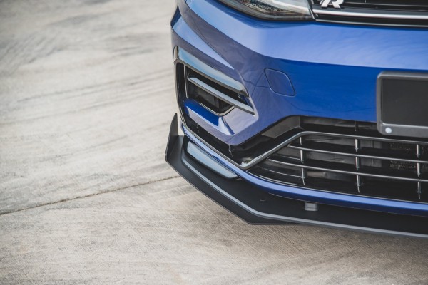 Robuste Racing Front Ansatz für passend +Flaps für VW Golf 7 R / R-Line Facelift schwarz Hochglanz
