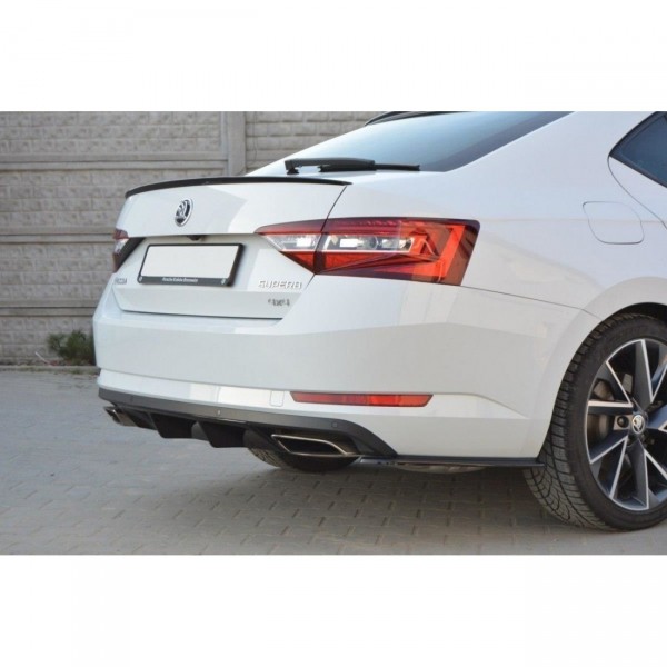 Diffusor Heck Ansatz für Skoda Superb Mk3 schwarz Hochglanz