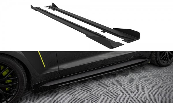 Street Pro Seitenschweller Ansatz für + Flaps Ford Mustang GT Mk6 schwarz Hochglanz