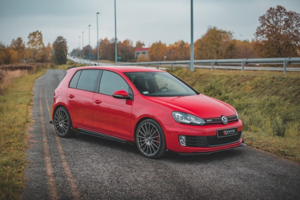 Robuste Racing Seitenschweller Ansatz für für + Flaps Volkswagen Golf GTI Mk6 schwarz Hochglanz