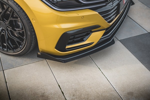 Robuste Racing Front Ansatz für passend +Flaps für Volkswagen Arteon R-Line schwarz Hochglanz