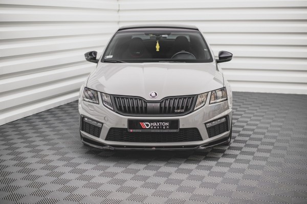 Front Ansatz V.3 für Skoda Octavia RS Mk3 Facelift schwarz Hochglanz