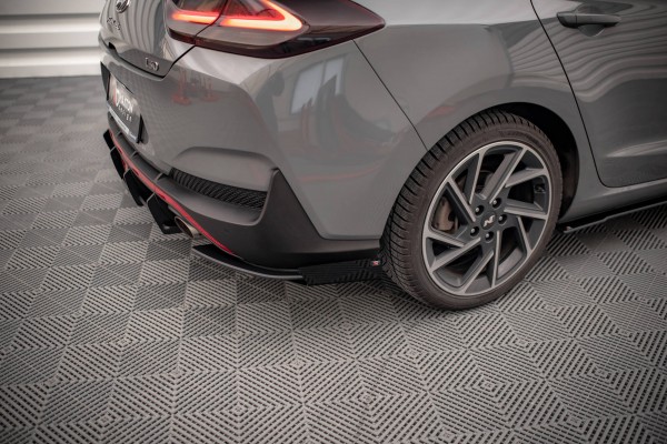 Street Pro Heck Ansatz Flaps Diffusor +Flaps für Hyundai I30 Fastback N-Line Mk3 Facelift schwarz Ho