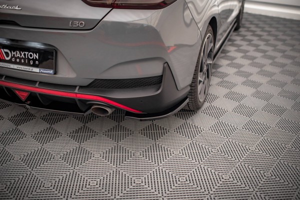 Heck Ansatz Flaps Diffusor für Hyundai I30 Fastback N-Line Mk3 Facelift schwarz Hochglanz