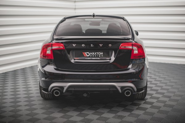 Heck Ansatz Flaps Diffusor für Volvo S60 R-Design Mk2 schwarz Hochglanz