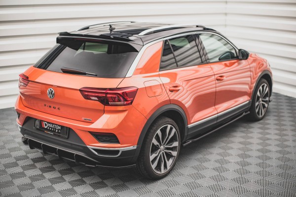 Heck Ansatz Flaps Diffusor für Volkswagen T-Roc Mk1 schwarz Hochglanz