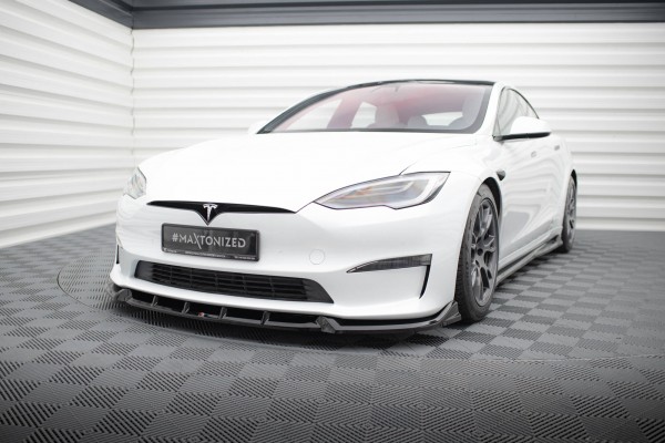 Front Ansatz V.1 für Tesla Model S Plaid Mk1 Facelift schwarz Hochglanz