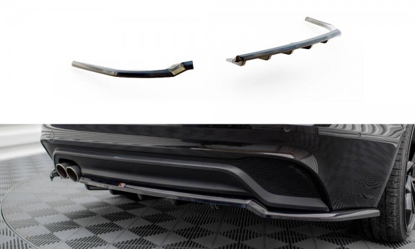 Hinten Splitter (mit einem vertikalem balken) für Jaguar XE X760 Facelift schwarz Hochglanz