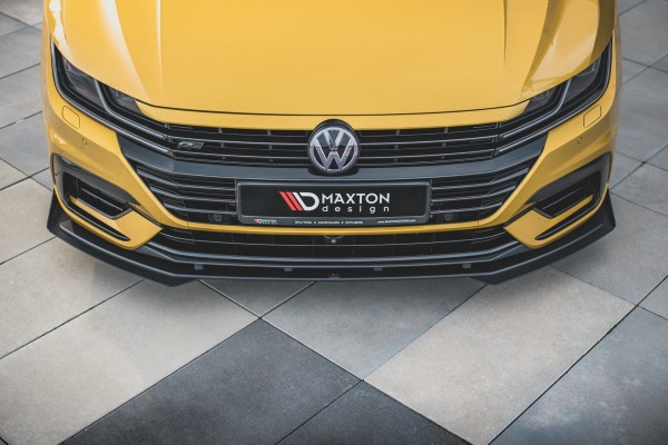 Robuste Racing Front Ansatz für passend +Flaps für Volkswagen Arteon R-Line schwarz Hochglanz
