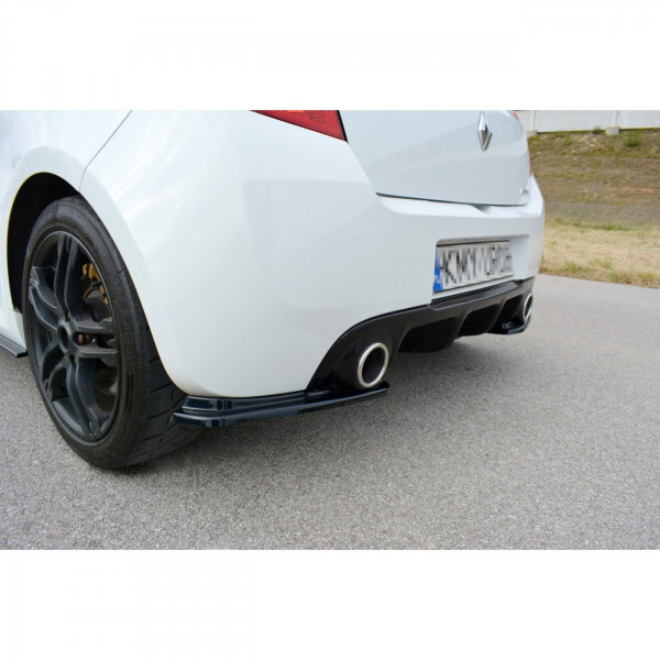 Heck Ansatz Flaps Diffusor für RENAULT CLIO MK3 RS FACELIFT schwarz Hochglanz