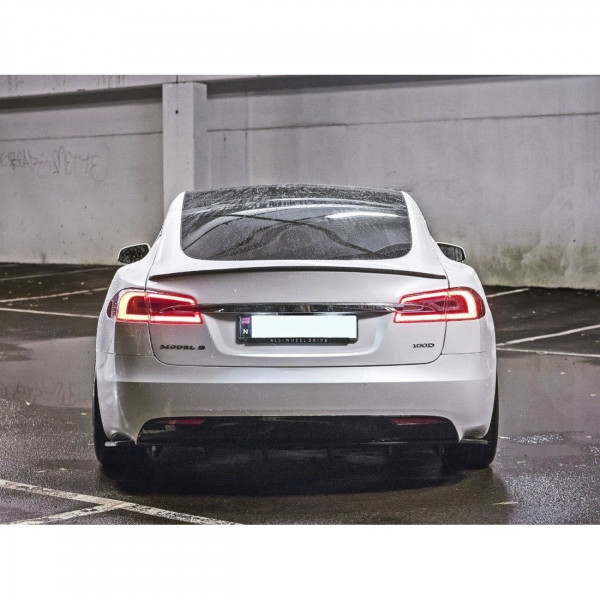Diffusor Heck Ansatz passend für Tesla Model S Facelift schwarz Hochglanz