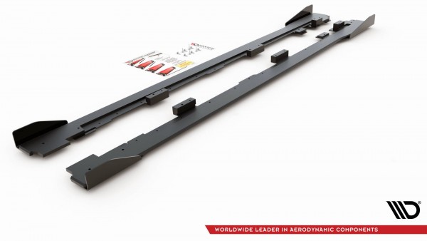 Robuste Racing Seitenschweller Ansatz für für + Flaps Volkswagen Golf GTI Mk6 schwarz Hochglanz