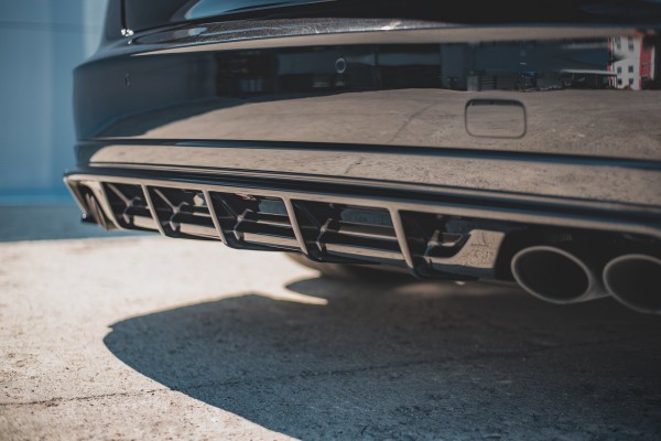 Diffusor Heck Ansatz für Audi S8 D4 Facelift schwarz Hochglanz