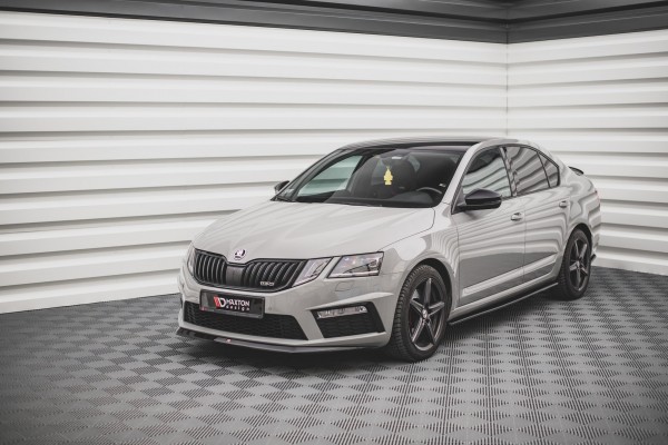 Front Ansatz V.1 für Skoda Octavia RS Mk3 Facelift schwarz Hochglanz