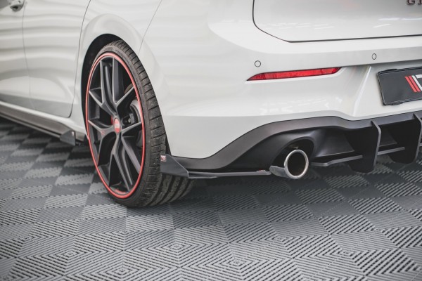 Robuste Racing Heck Ansatz Flaps Diffusor +Flaps für Volkswagen Golf 8 GTI schwarz Hochglanz