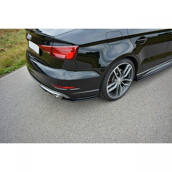 Heck Ansatz Flaps Diffusor für Audi S3 / A3 S-Line 8V FL Limousine schwarz Hochglanz