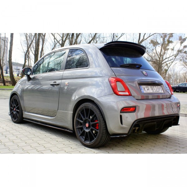 Heck Ansatz Flaps Diffusor für FIAT 500 ABARTH MK1 FACELIFT schwarz Hochglanz