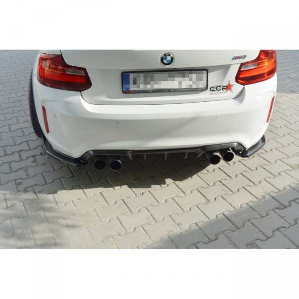 Heck Ansatz Flaps Diffusor passend für BMW M2 (F87) COUPÉ schwarz Hochglanz