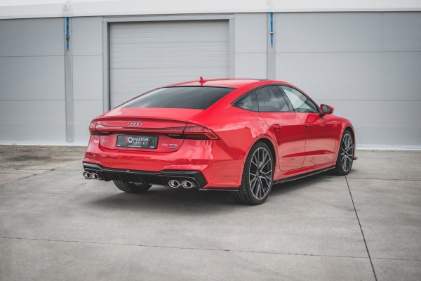 Diffusor Heck Ansatz für + Endschalldampfer Sportauspuff Attrappe Audi A7 C8 S-Line