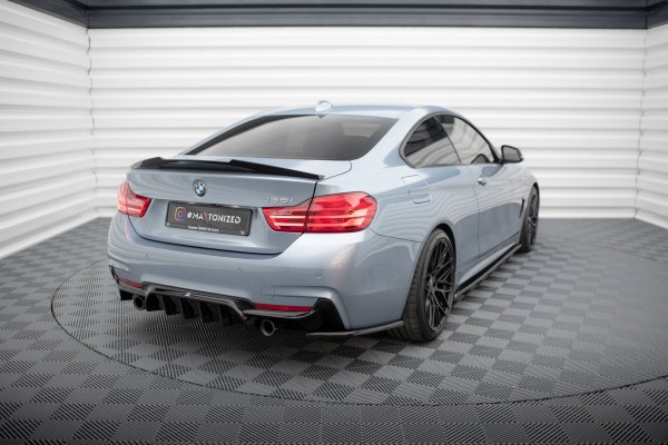 Heck Ansatz Flaps Diffusor V.4 für BMW 4er Coupe M-Paket F32 schwarz Hochglanz