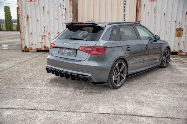 Heck Ansatz Flaps Diffusor V.2 für Audi RS3 8V Sportback schwarz Hochglanz