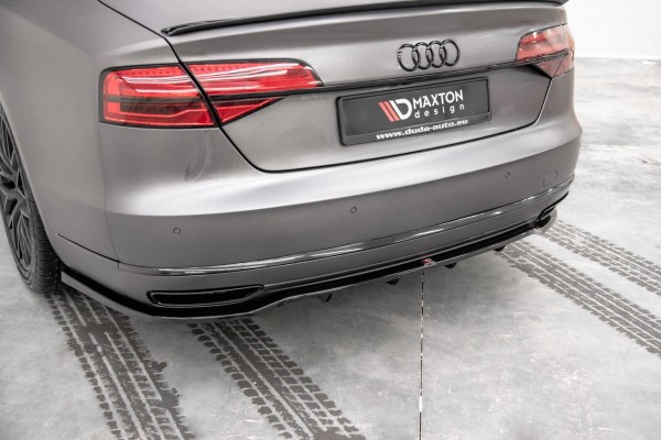 Mittlerer Diffusor Heck Ansatz DTM Look für Audi A8 D4 Facelift schwarz Hochglanz