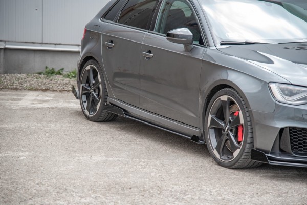 Robuste Racing Seitenschweller Ansatz für für + Flaps Audi RS3 8V Sportback schwarz Hochglanz