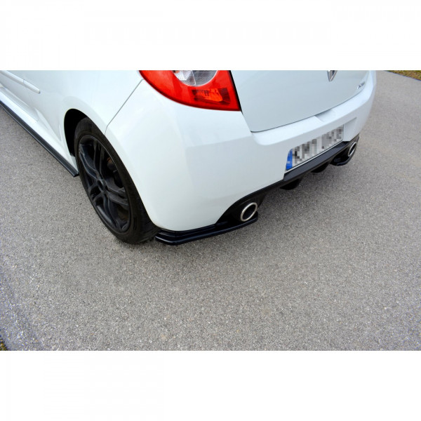 Heck Ansatz Flaps Diffusor für RENAULT CLIO MK3 RS FACELIFT schwarz Hochglanz