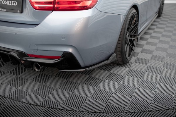 Heck Ansatz Flaps Diffusor V.5 für BMW 4er Coupe M-Paket F32 schwarz Hochglanz