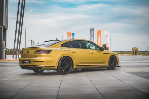 Robuste Racing Diffusor Heck Ansatz +Flaps für Volkswagen Arteon R-Line schwarz Hochglanz