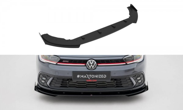 Street Pro Front Ansatz für +Flaps für Volkswagen Polo GTI Mk6 Facelift schwarz Hochglanz