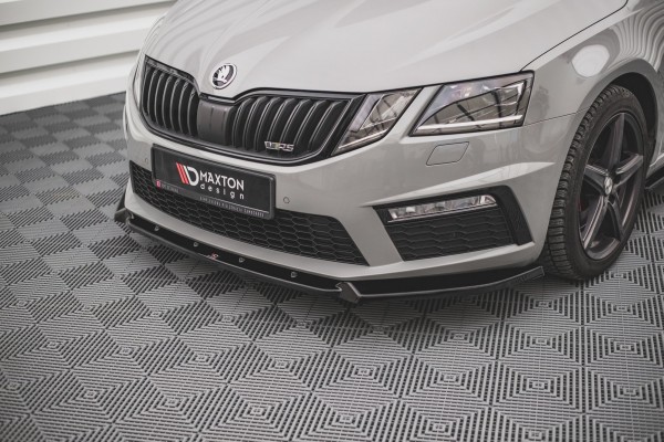 Front Ansatz V.2 für Skoda Octavia RS Mk3 Facelift schwarz Hochglanz