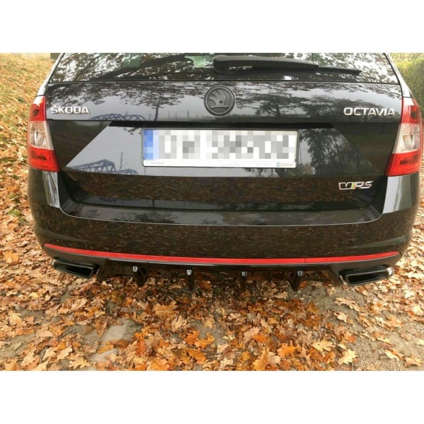 Diffusor Heck Ansatz V.1 für Skoda Octavia RS Mk3 / Mk3 FL Hatchback / Kombi schwarz Hochglanz