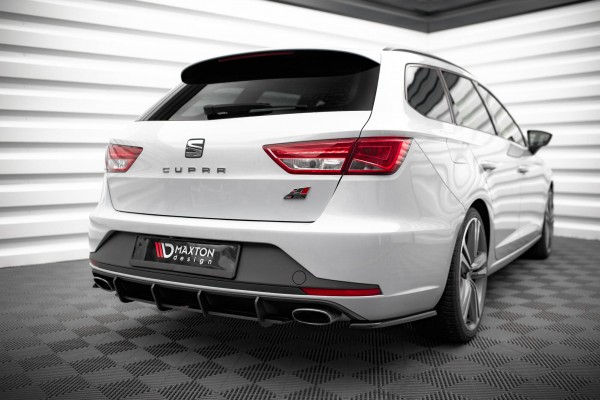 Heck Ansatz Flaps Diffusor V.1 für Seat Leon Cupra Sportstourer Mk3 schwarz Hochglanz