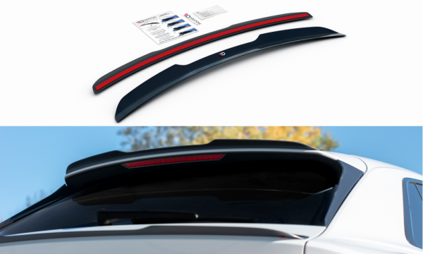 Höher Spoiler CAP für Audi Q8 S-line / SQ8 Mk1 schwarz Hochglanz