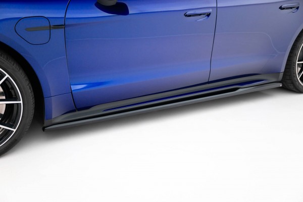 Seitenschweller Ansatz für Porsche Taycan Turbo S Mk1 schwarz Hochglanz