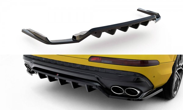 Hinten Splitter (mit einem vertikalem balken) für Audi SQ7 Mk2 (4M) Facelift schwarz Hochglanz