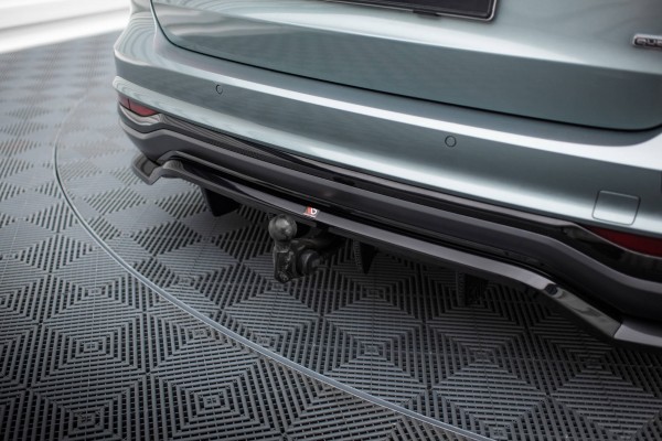 Hinten Splitter (mit einem vertikalem balken) für Audi A6 Allroad C8 schwarz Hochglanz