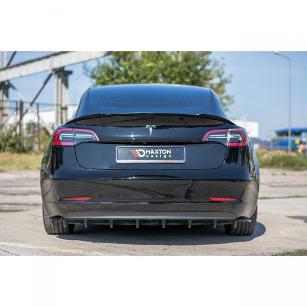 Heck Ansatz Flaps Diffusor passend für Tesla Model 3 schwarz Hochglanz