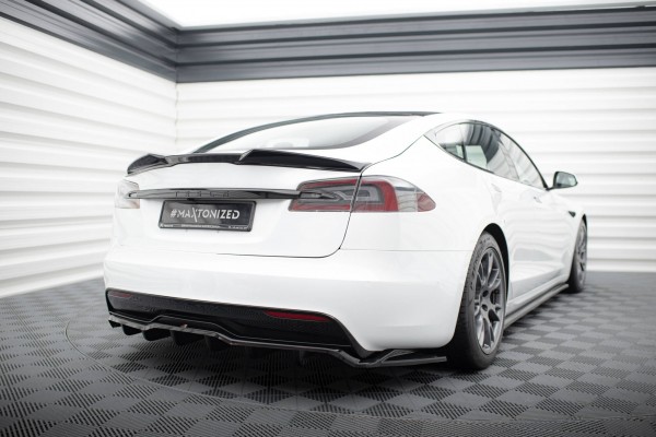 Spoiler CAP für 3D Tesla Model S Plaid Mk1 Facelift schwarz Hochglanz