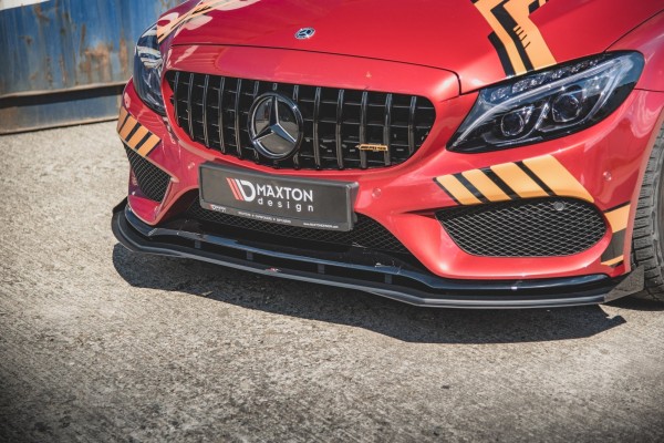 Robuste Racing Front Ansatz für passend +Flaps für Mercedes - AMG C43 Coupe C205 schwarz Hochglanz