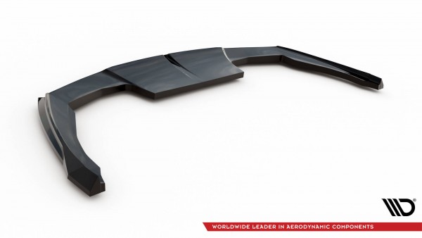Hinten Splitter (mit einem vertikalem balken) für Peugeot 408 Mk1 schwarz Hochglanz