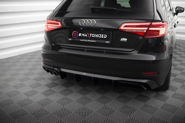 Diffusor Heck Ansatz für Audi A3 Sportback 8V Facelift (Version mit doppelter Auspuffspitze)