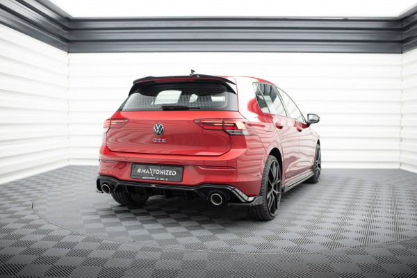 Diffusor Heck Ansatz für + Endschalldampfer Sportauspuff Attrappe Volkswagen Golf GTE / R-Line Mk8 /