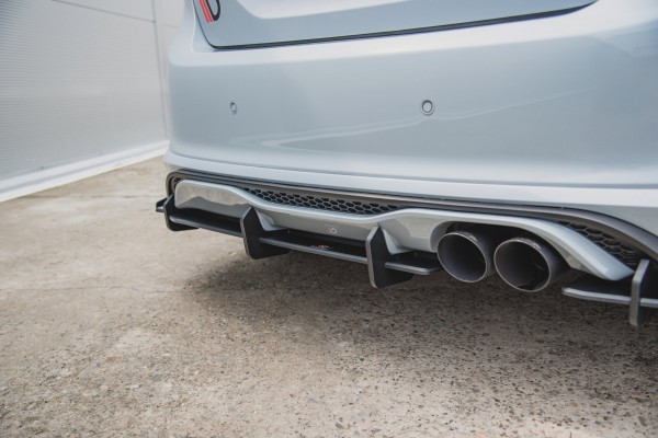 Robuste Racing Diffusor Heck Ansatz +Flaps für Ford Fiesta Mk8 ST schwarz Hochglanz