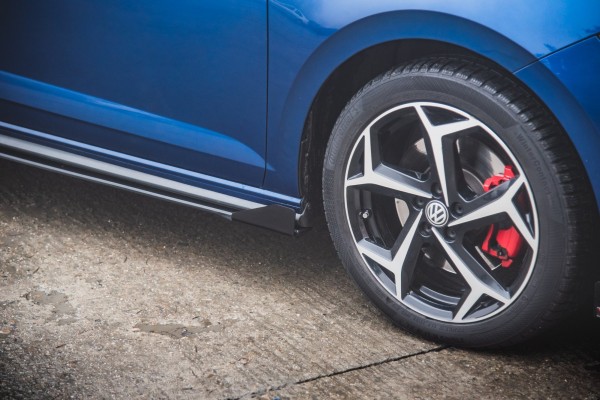 Robuste Racing Seitenschweller Ansatz für für + Flaps Volkswagen Polo GTI Mk6 schwarz Hochglanz