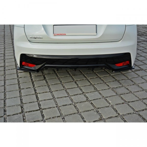 Heck Ansatz Flaps Diffusor passend für Honda Civic Mk9 Facelift schwarz Hochglanz
